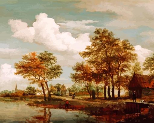 A River Scene Hobbema Paint By Numbers