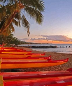 Beach And Canoes Paint By Numbers