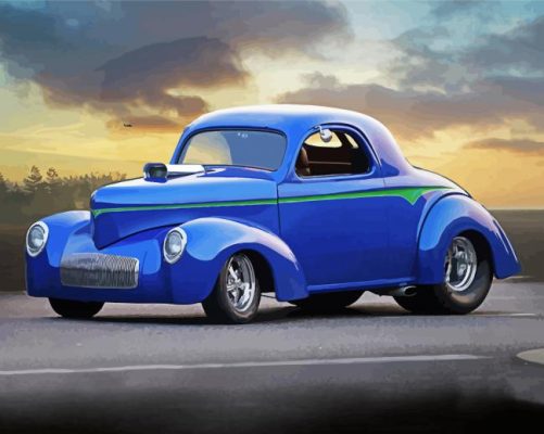 Blue Willys Coupe Car Paint By Numbers