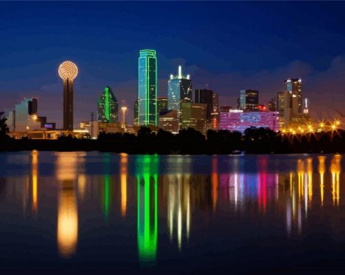 Dallas Skyline At Night Paint By Numbers