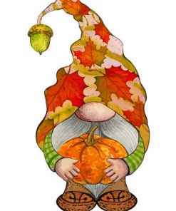 Fall Gnome Holding Pumpkin Paint By Numbers