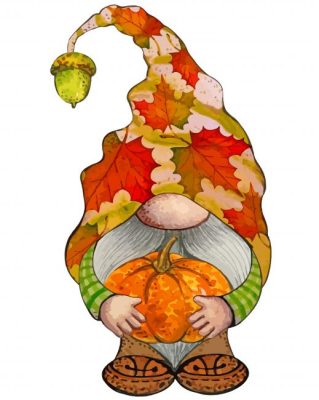 Fall Gnome Holding Pumpkin Paint By Numbers