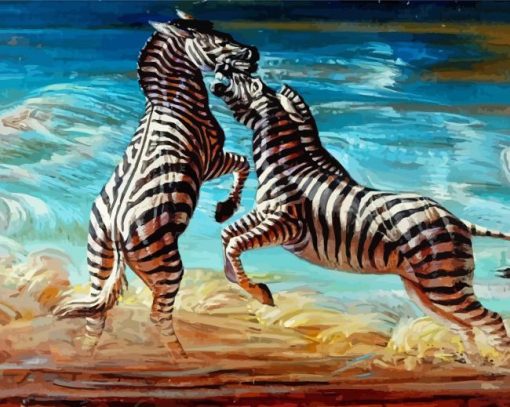 Fighting Zebras Tretchikoff Paint By Numbers