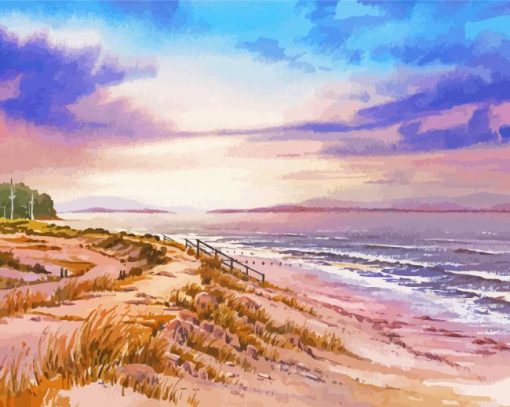 Findhorn Beach At Sunset Art Paint By Numbers