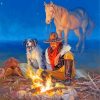 Fire Camp Cowboy And Dog Paint By Numbers