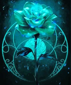 Green Glowing Rose Paint By Numbers