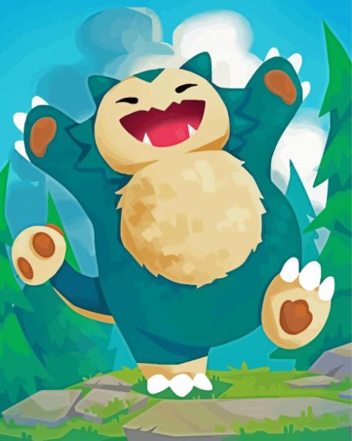 Happy Snorlax Pokémon Paint By Numbers