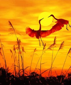 Herons Flying At Sunset Paint By Numbers