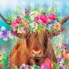 Highland Cow Wearing Flower Crown Paint By Numbers