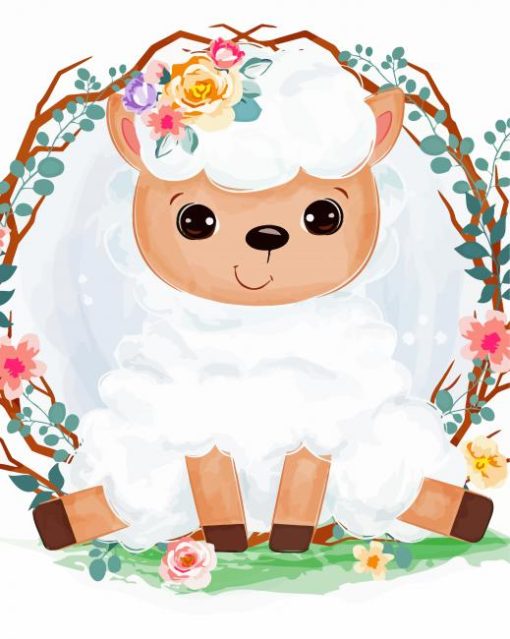 Illustration Cute Lamb Paint By Numbers