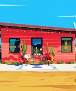 Illustration House Desert Paint By Numbers