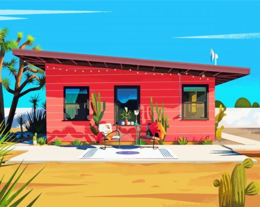 Illustration House Desert Paint By Numbers