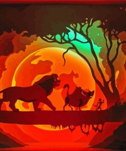 Lion King Timon And Pumbaa At Sunset Paint By Numbers