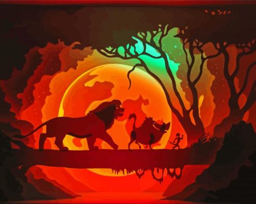 Lion King Timon And Pumbaa At Sunset Paint By Numbers