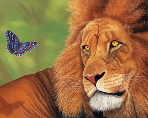 Lion With Butterfly Paint By Numbers