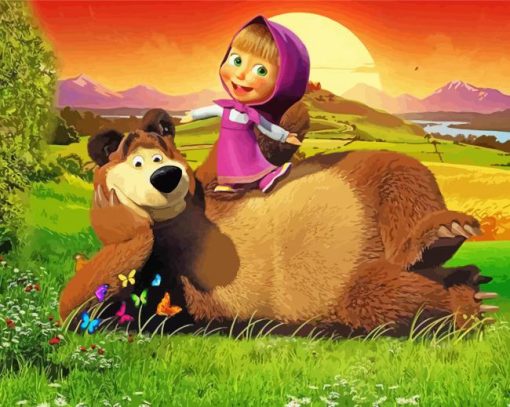 Masha And The Bear Characters Paint By Numbers