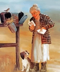 Old Woman And Dog Paint By Numbers