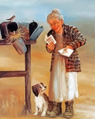 Old Woman And Dog Paint By Numbers