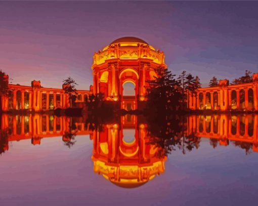 Palace Of Fine Arts California Water Reflection Paint By Numbers