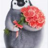 Penguin With Bouquet Of Flowers Paint By Numbers