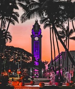 Purple Aloha Tower Paint By Numbers