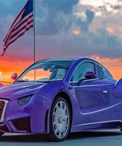 Purple Hispano Suiza At Sunset Paint By Numbers