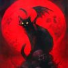 Red Moon Bat Cat Paint By Numbers