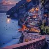 Road To Amalfi Coast Night Paint By Numbers