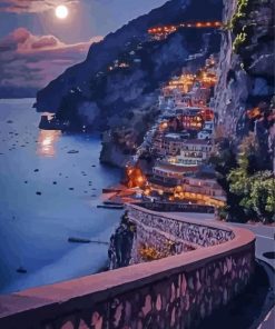 Road To Amalfi Coast Night Paint By Numbers