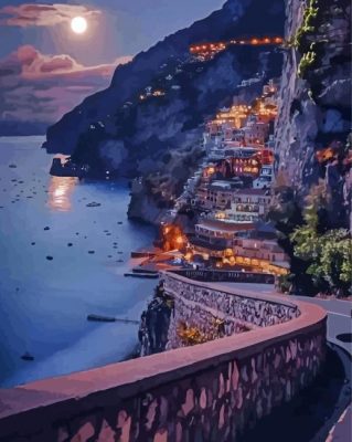 Road To Amalfi Coast Night Paint By Numbers