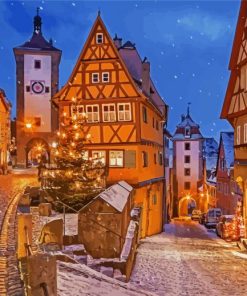 Snow In Rothenburg Germany Paint By Numbers