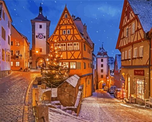 Snow In Rothenburg Germany Paint By Numbers