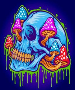 Splatter Mushroom Skull Paint By Numbers