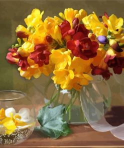 Still Life Freesia Flowers Vase Paint By Numbers