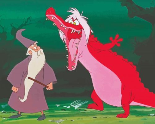 The Sword In The Stone Merlin Wizard And Dragon Paint By Numbers