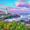 Aesthetic Portland Lighthouse Sunset Paint By Numbers