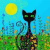 Black Cats And Flowers Art Paint By Numbers