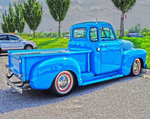 Blue Classic Chevy Truck Paint By Numbers