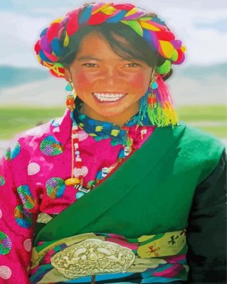 Colorful Tibet Girl Paint By Numbers