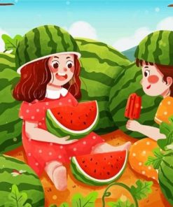 Girls With Watermelon Paint By Numbers