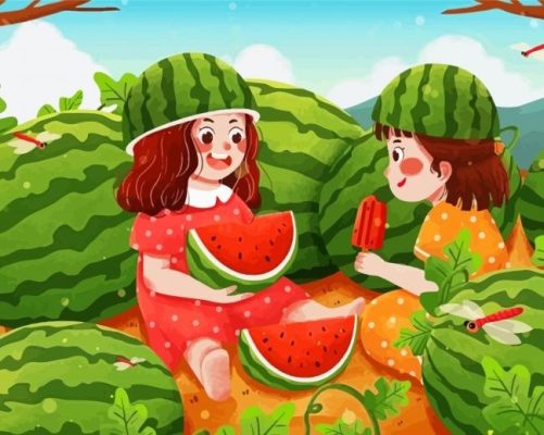 Girls With Watermelon Paint By Numbers