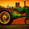 Green John Deere Tractor Paint By Numbers