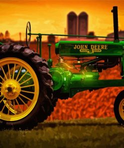 Green John Deere Tractor Paint By Numbers