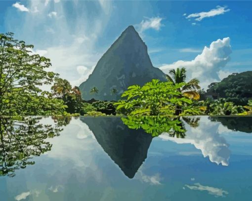 Pitons Saint Lucia Reflection Paint By Numbers