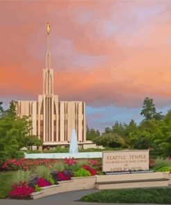 Seattle Temple At Sunset Paint By Numbers