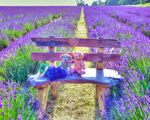 Teddy Bears In Lavender Field Paint By Numbers