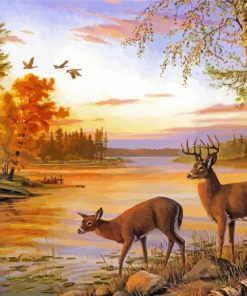 Two Deer By The River Paint By Numbers