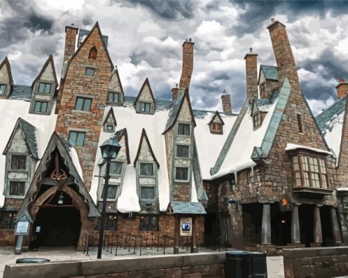 Vintage Hogsmeade Buildings Paint By Numbers