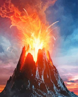 Volcano Erupting Art Paint By Numbers