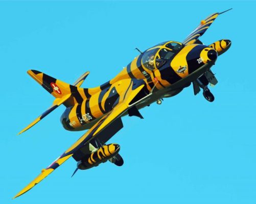 Yellow And Black Hawker Hunter Paint By Numbers